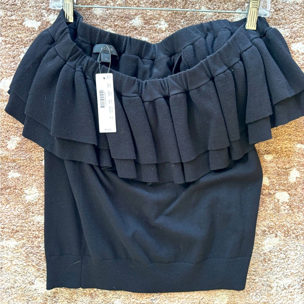 New worn with tag J Crew black knit off the shoulder sweater blouse